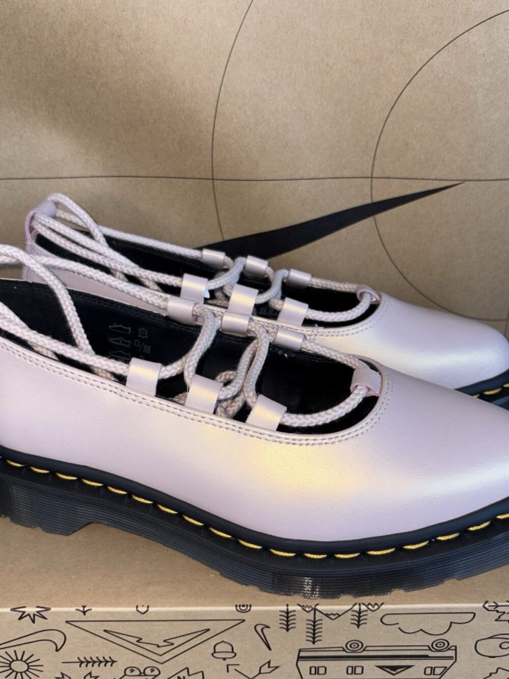 Dr. Martens Iridescent Lavender Lace-Up Mary Jane Shoes